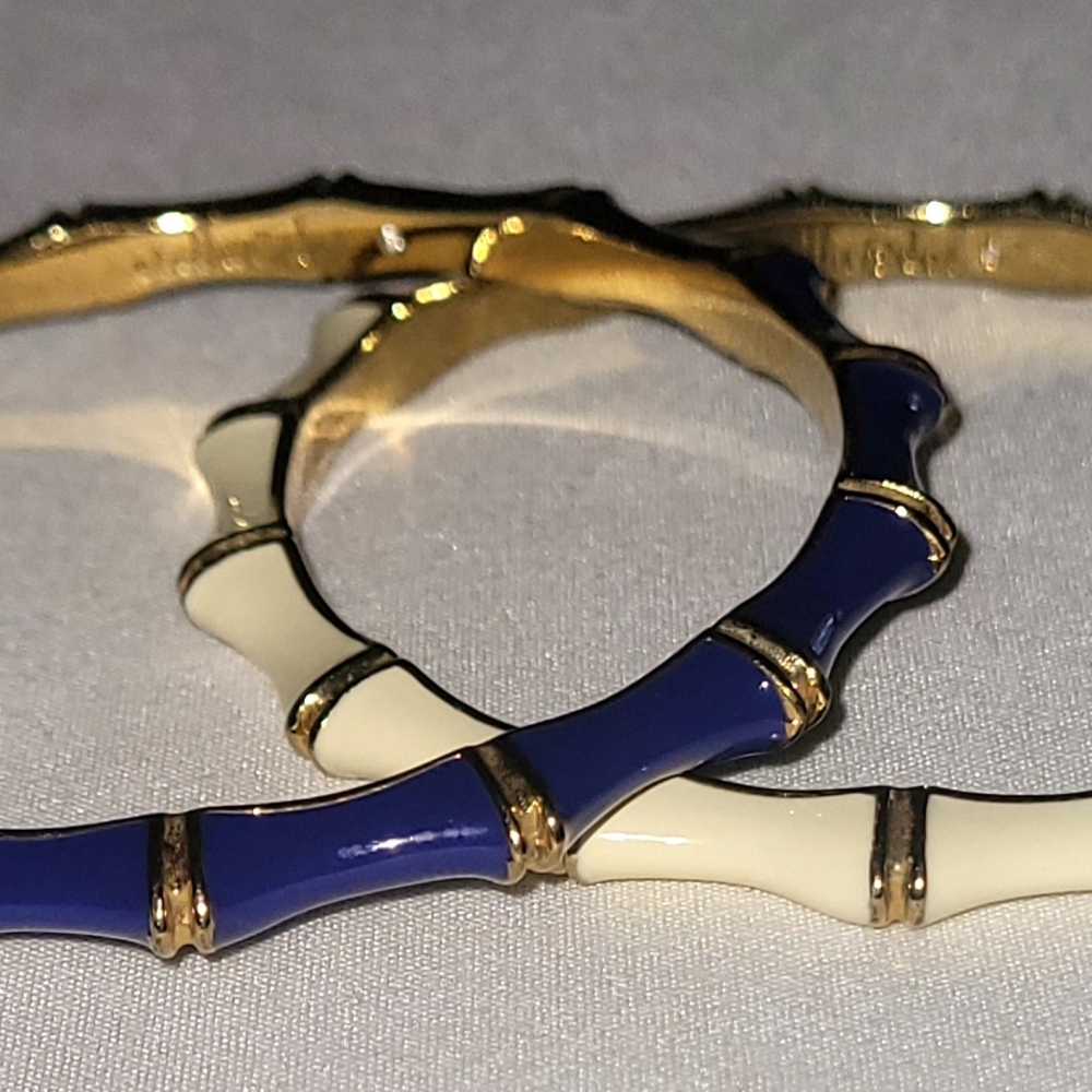Elegant Gold and Blue Bangle Set - Picture 3 of 3